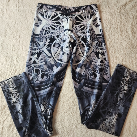 Gear Steampunk Leggings w/ Halloween Mask industrial robot machine - Picture 12 of 12